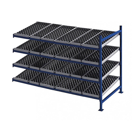 4-Level Gravity Flow Racks w/ SpanTrack Wheel Beds - 48"d x 96"w x 84"h