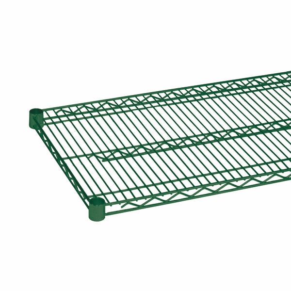 14"d Green Epoxy Wire Shelving with 3 Shelves