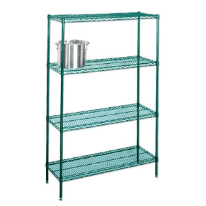 21"d Green Epoxy Wire Shelving with 4 Shelves