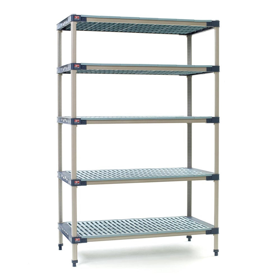 24"d MetroMax 4 Antimicrobial 5-Shelf Starter Units w/ Grid Mats