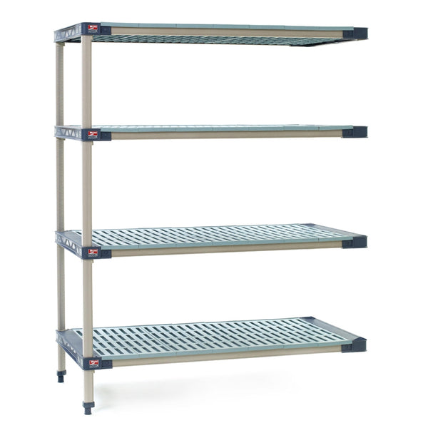 24"d MetroMax 4 Antimicrobial 4-Shelf Add-On Units w/ Grid Mats