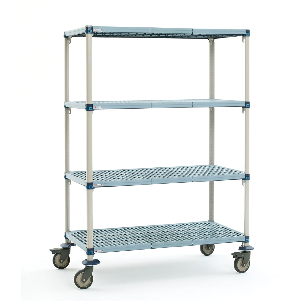 18"d x 68"h MetroMax Q Antimicrobial 4-Shelf Mobile Units w/ Grid Mats