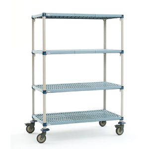 18"d x 68"h MetroMax Q Antimicrobial 4-Shelf Mobile Units w/ Grid Mats