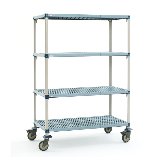 24"d x 68"h MetroMax Q Antimicrobial 4-Shelf Mobile Units w/ Grid Mats