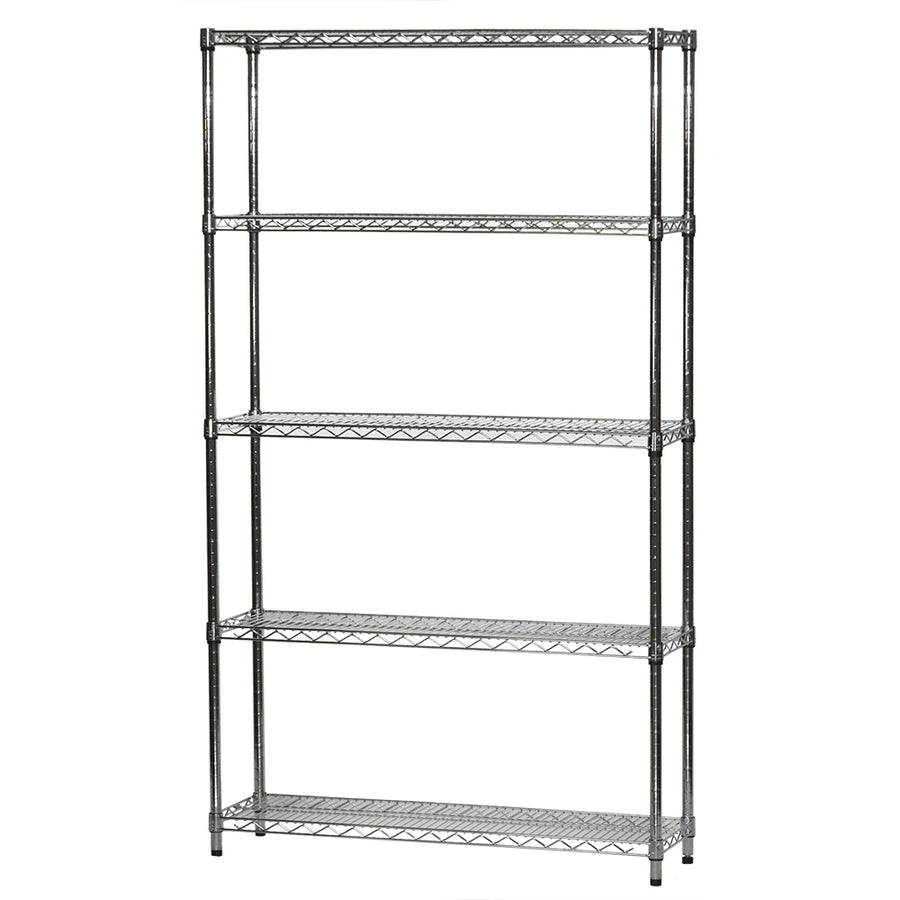 12"d x 42"w Chrome Wire Shelving w/ 5 Shelves