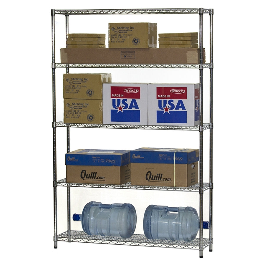 12"d x 54"w Chrome Wire Shelving w/ 5 Shelves