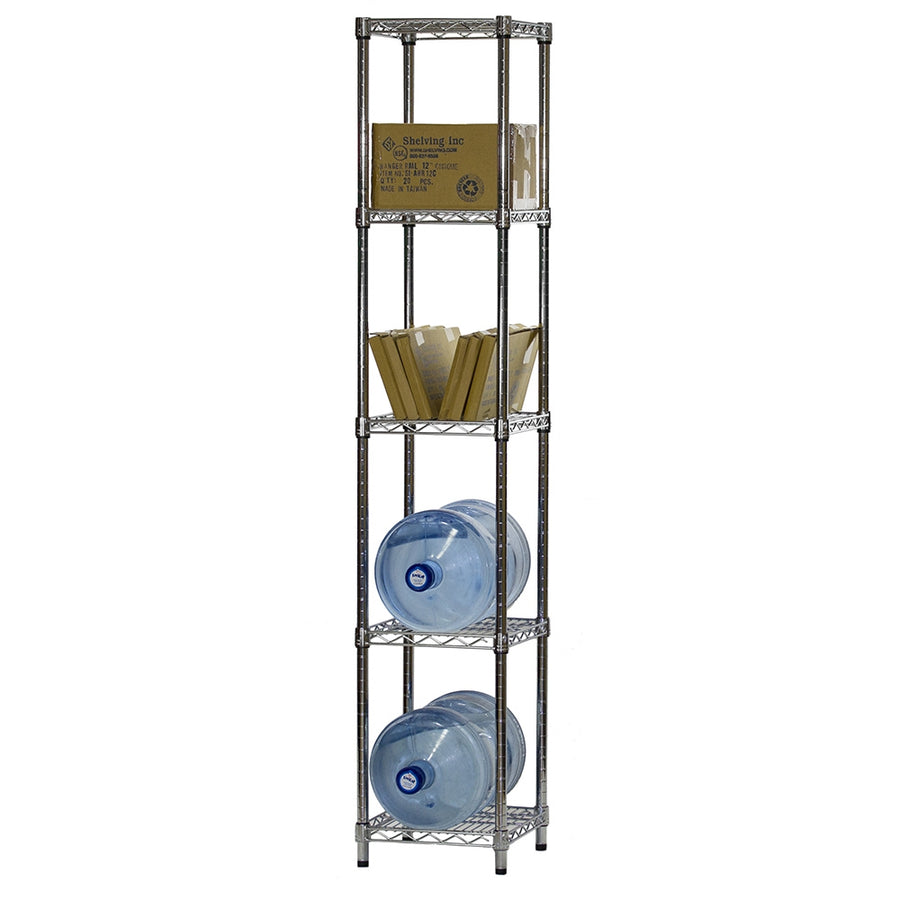 14"d x 14"w Chrome Wire Shelving w/ 5 Shelves