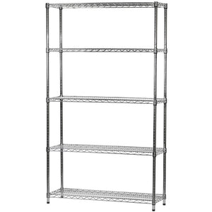 14"d x 42"w Chrome Wire Shelving w/ 5 Shelves