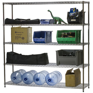 18"d x 72"w Chrome Wire Shelving w/ 5 Shelves