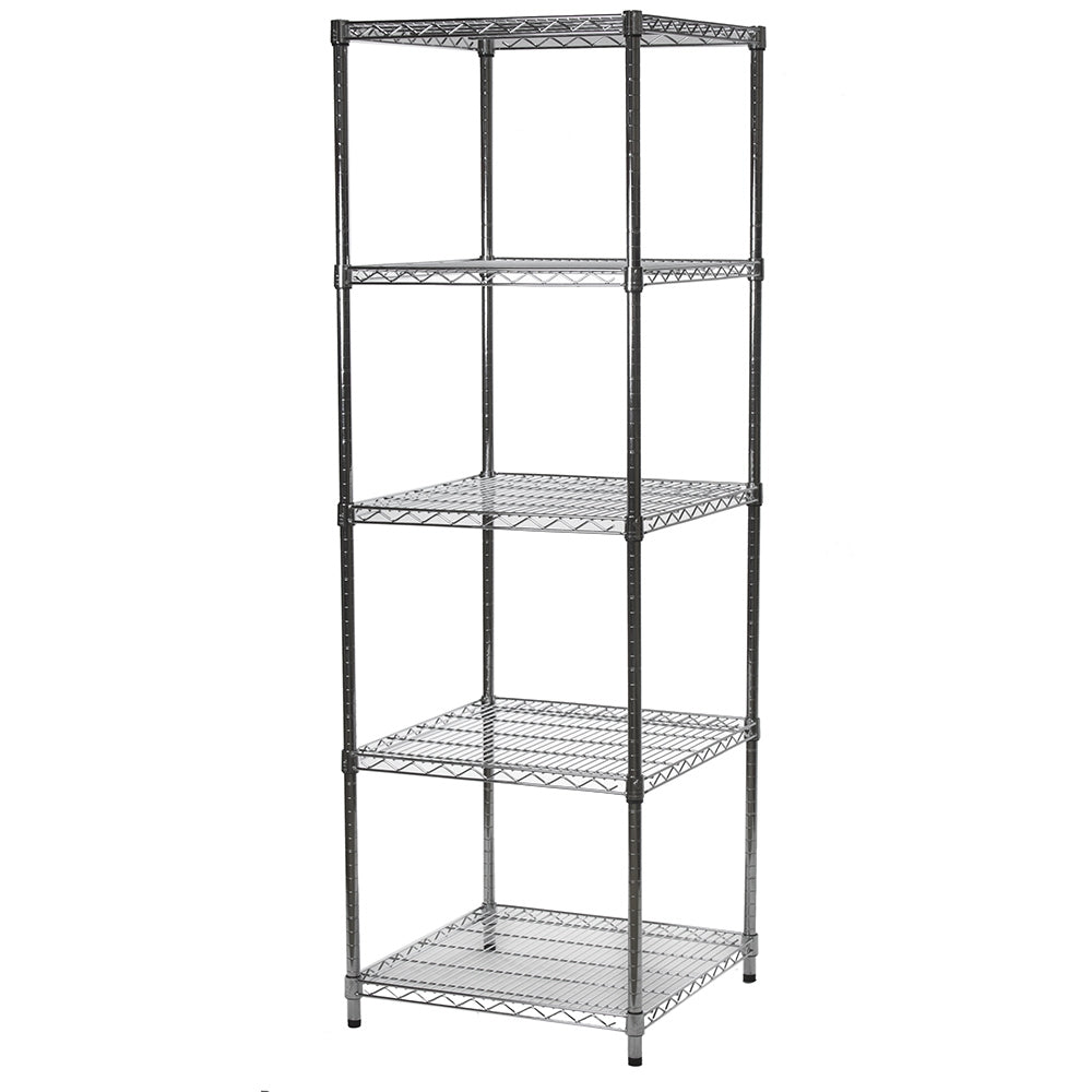 24"d x 24"w Chrome Wire Shelving w/ 5 Shelves