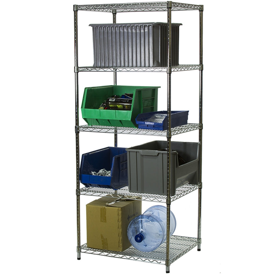 24"d x 30"w Chrome Wire Shelving w/ 5 Shelves