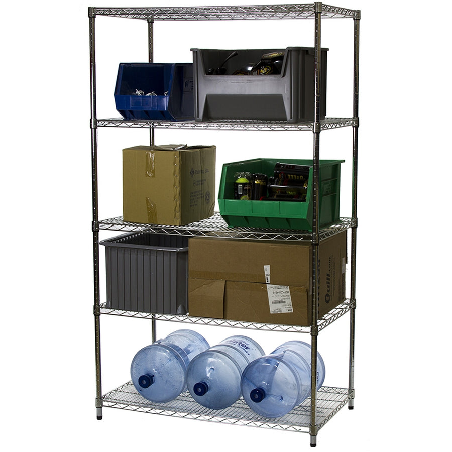 24"d x 42"w Chrome Wire Shelving w/ 5 Shelves