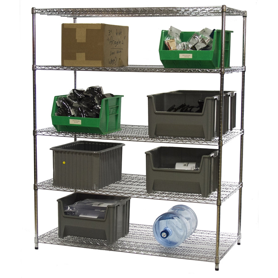 30"d x 60"w Chrome Wire Shelving w/ 5 Shelves