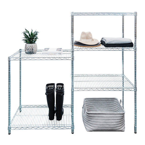 Chrome 5-Tier Staggered Wire Shelving