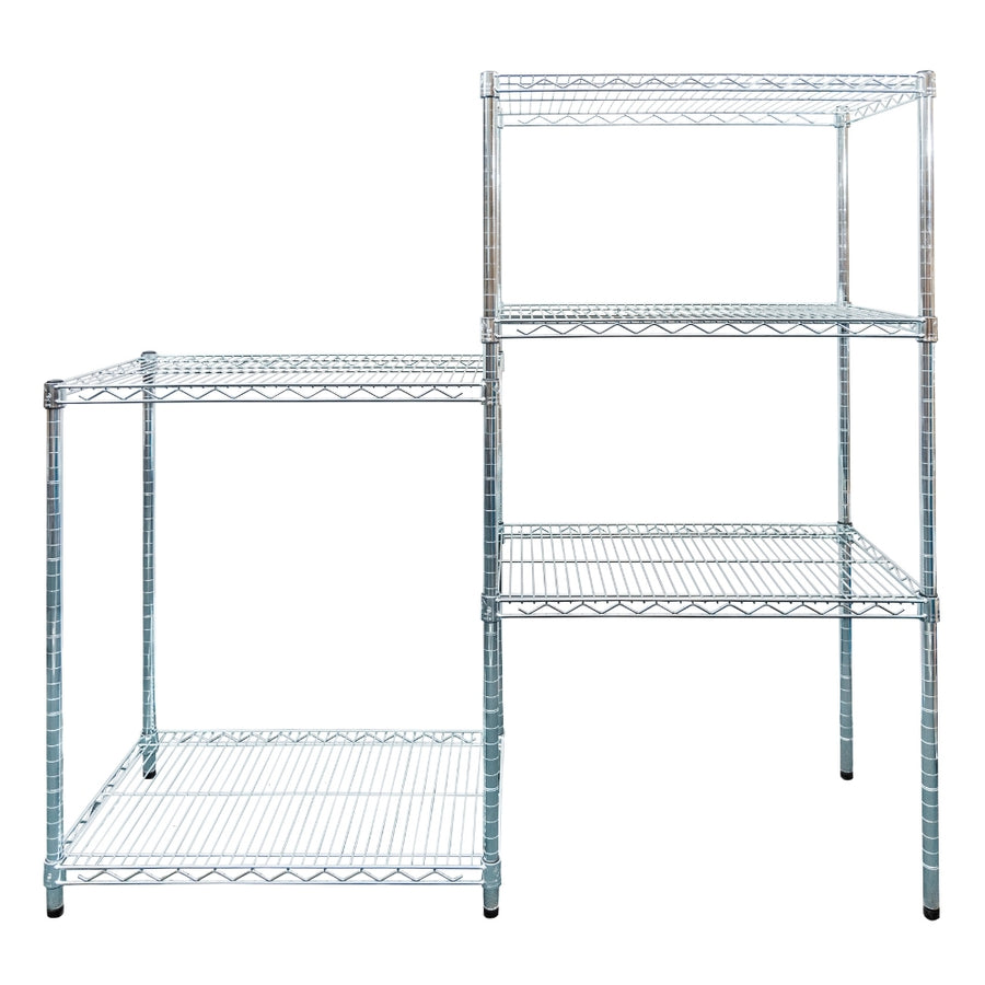 Chrome 5-Tier Staggered Wire Shelving