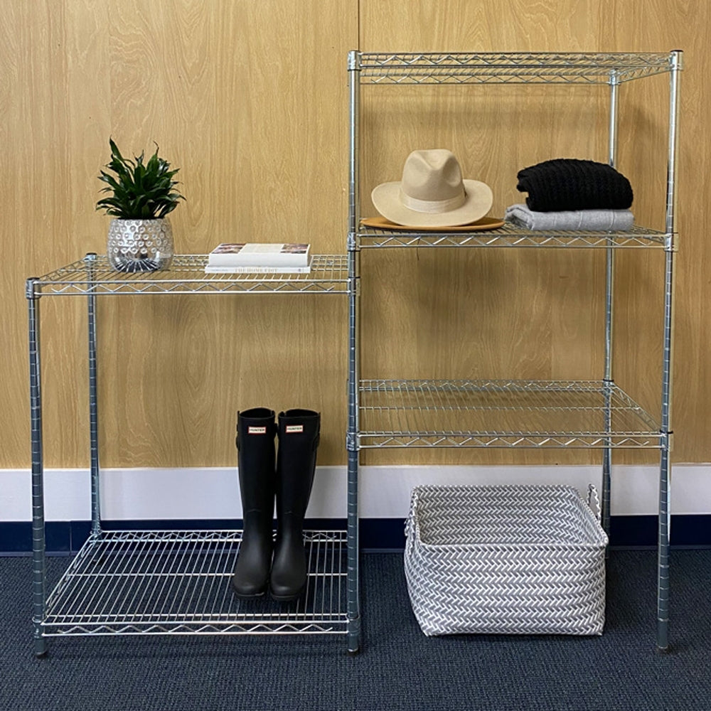 Chrome 5-Tier Staggered Wire Shelving