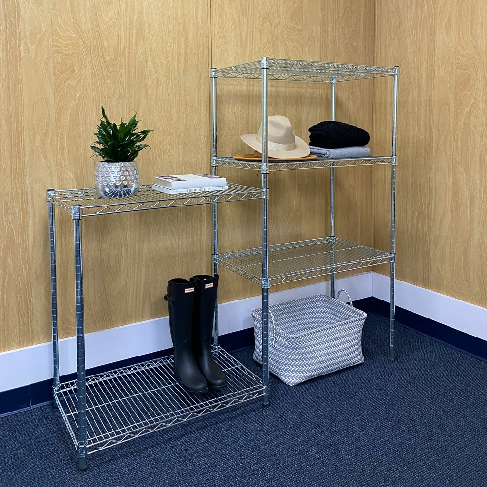 Chrome 5-Tier Staggered Wire Shelving