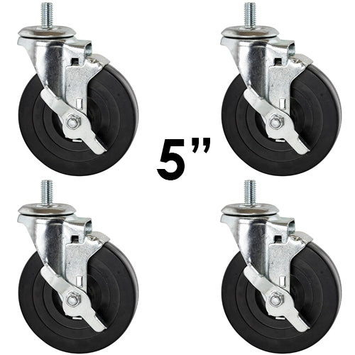 Rubber Threaded Casters - 4-Pack