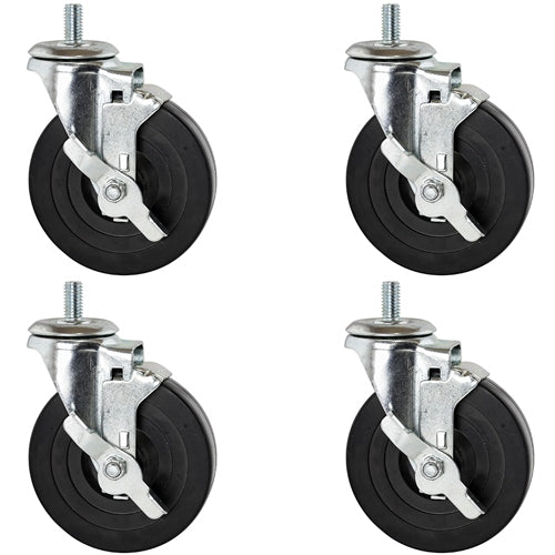 Rubber Threaded Casters - 4-Pack