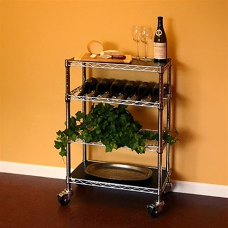 Kitchen Cart with Wine Rack - 14"d x 24"w x 34"h