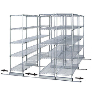 30"d x 48"w High-Density Mobile Wire Shelving - Double Wide