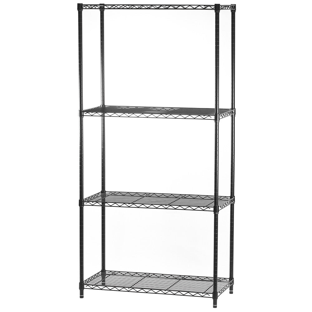 12"d x 54"h Black Wire Shelving w/ 4 Shelves