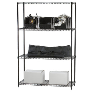 18"d x 72"h Black Wire Shelving w/ 4 Shelves