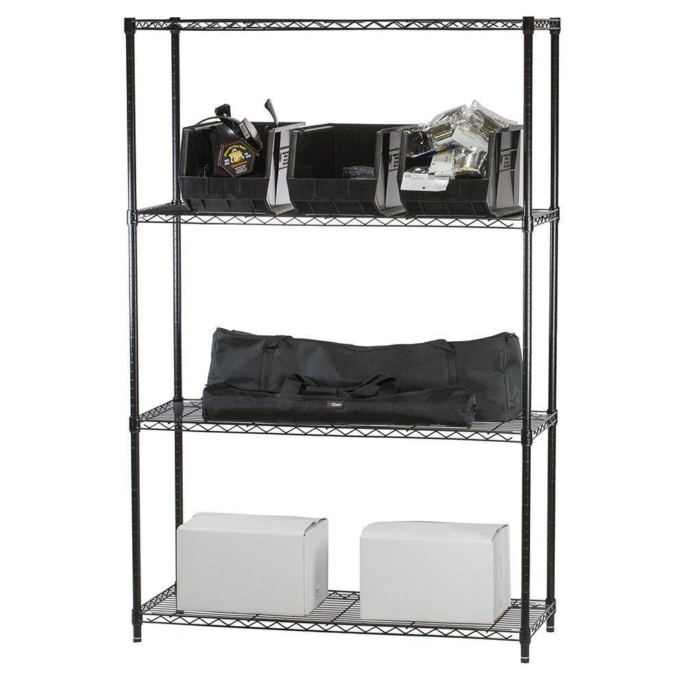 18"d x 54"h Black Wire Shelving w/ 4 Shelves