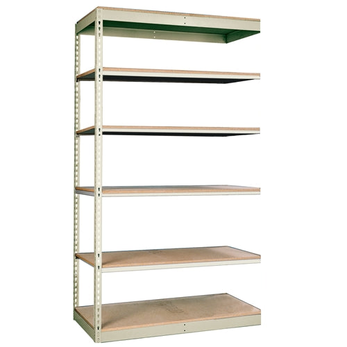 12"d 6-Shelf Light-Duty Boltless Shelving Add-On Units - Parchment