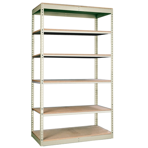 12"d 6-Shelf Light-Duty Boltless Shelving Starter Units - Parchment