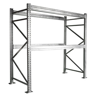 2-Tier Galvanized Teardrop Pallet Rack Starter Units - 48"d x 120"h