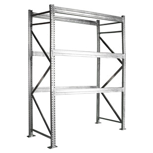 3-Tier Galvanized Teardrop Pallet Rack Starter Units - 42"d x 144"h