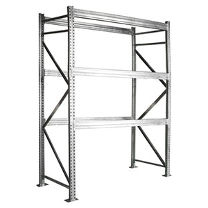 3-Tier Galvanized Teardrop Pallet Rack Starter Units - 48"d x 144"h