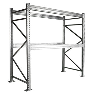 2-Tier Galvanized Teardrop Pallet Rack Starter Units - 48"d x 96"h