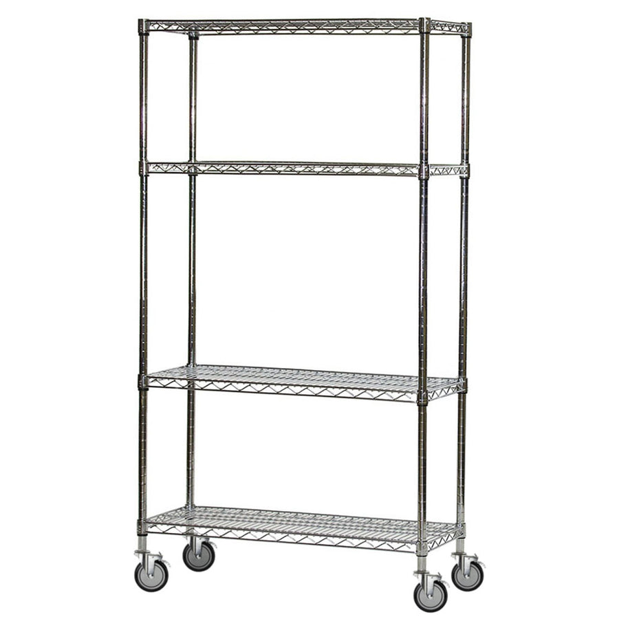 4-Shelf Chrome Wire Carts - 12"d x 72"w