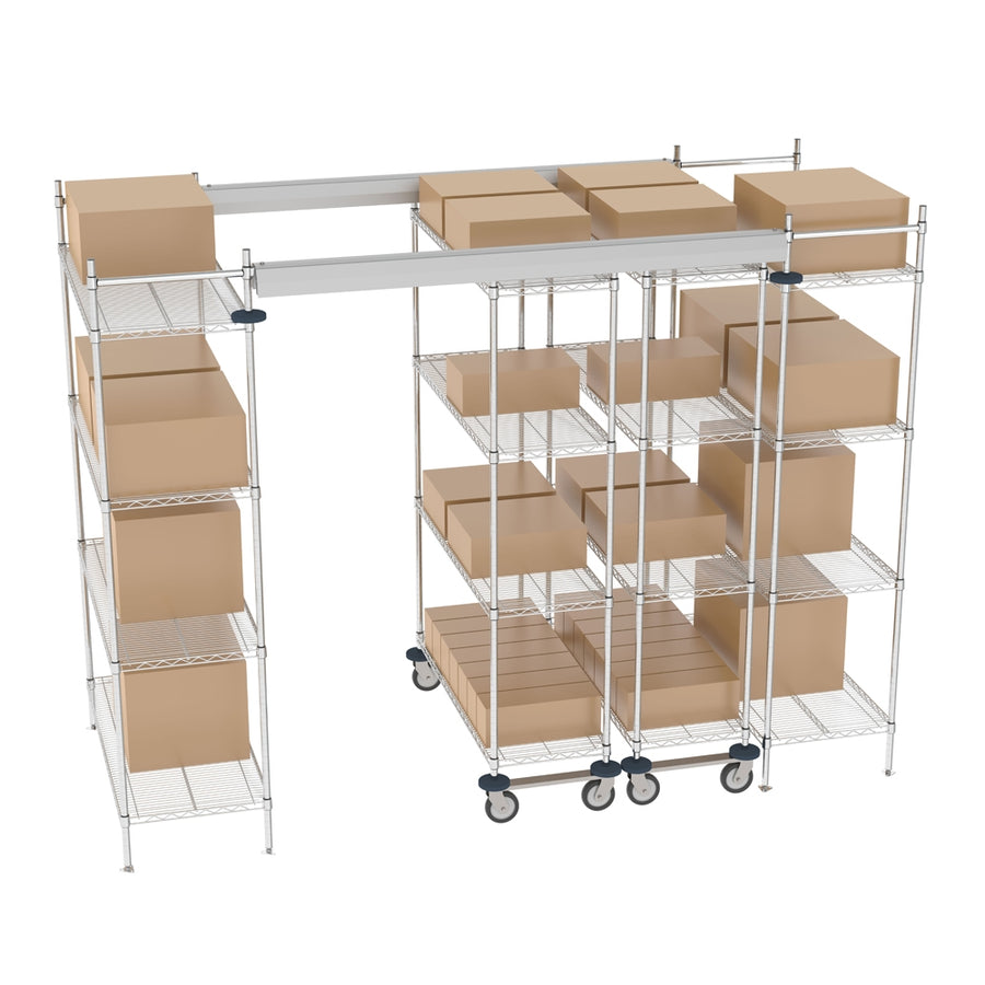 48"d Metro Top-Track High-Density Shelving - Chrome