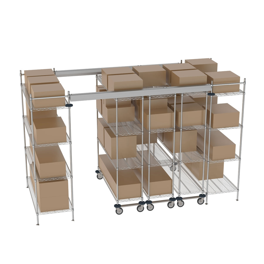 60"d Metro Top-Track High-Density Shelving - Chrome