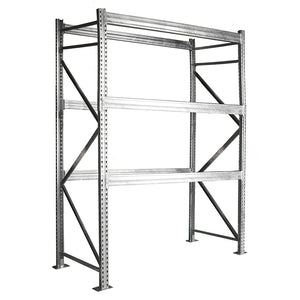 42"d Galvanized Teardrop Pallet Rack Upright Frames - 29,000 lbs Cap.