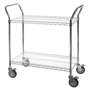 18"d 2-Shelf Chrome Wire Utility Carts