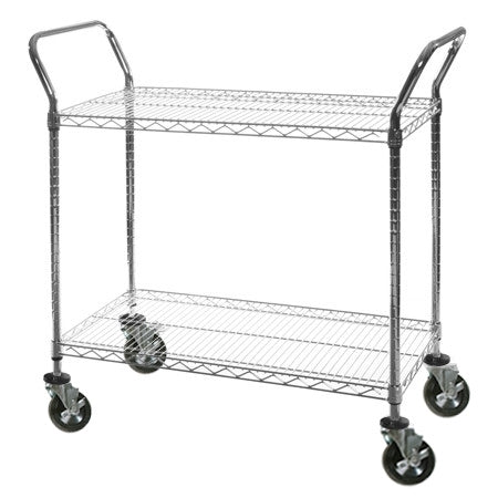 24"d 2-Shelf Chrome Wire Utility Carts