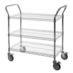 18"d 3-Shelf Chrome Wire Utility Carts