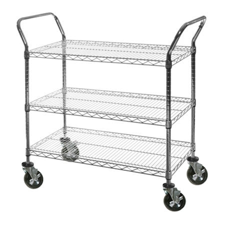 24"d 3-Shelf Chrome Wire Utility Carts