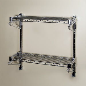 8"d Wall-Mounted Wire Shelving w/ 2 Shelves