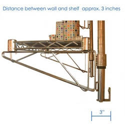 8"d Wall-Mounted Wire Shelving w/ 2 Shelves