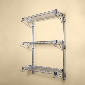 8"d Wall-Mounted Wire Shelving w/ 3 Shelves