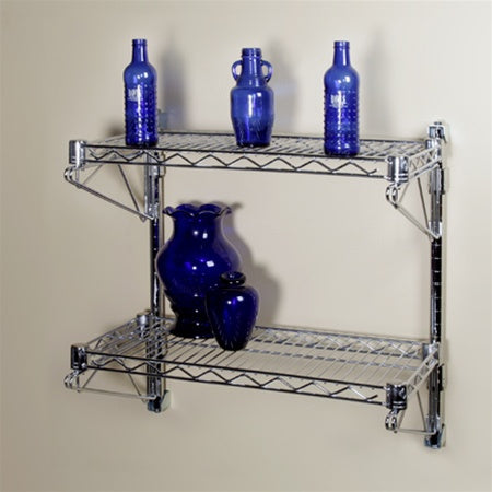 12"d Wall-Mounted Wire Shelving w/ 2 Shelves