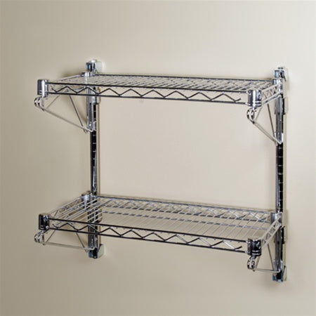 12"d Wall-Mounted Wire Shelving w/ 2 Shelves