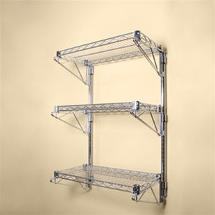 12"d Wall-Mounted Wire Shelving w/ 3 Shelves