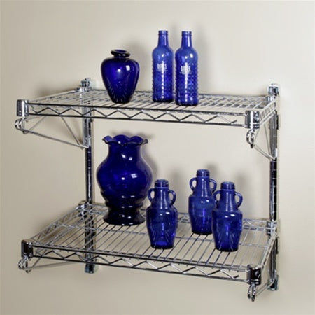 14"d Wall-Mounted Wire Shelving w/ 2 Shelves