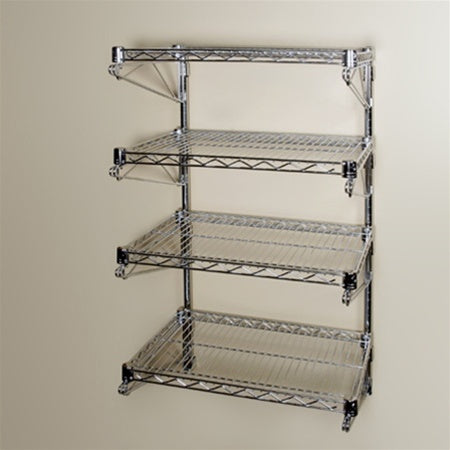 14"d Wall-Mounted Wire Shelving w/ 4 Shelves